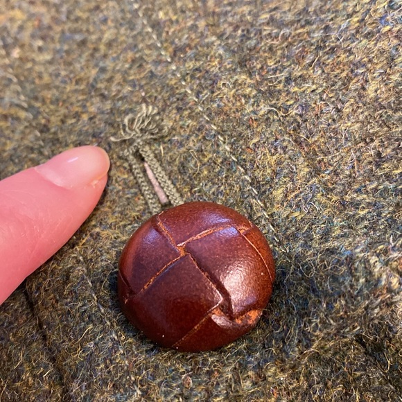 L.L. Bean Wool Blazer Jacket Green Herringbone Vintage 12 Petite - Picture 9 of 17